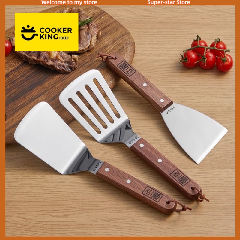 Okonomiyaki Spatula - COOKER KING ステンレス鋼製スパチュラ＆グリルスクレーパー ノンスティック 耐久性 バーベキュー調理ツール