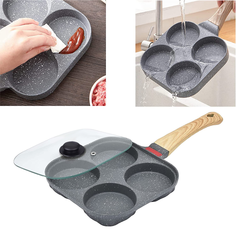 ノンスティック4カップエッグフライパン（フリップ式蓋付き）、 - Mini Pancake Griddle のレビューと価格