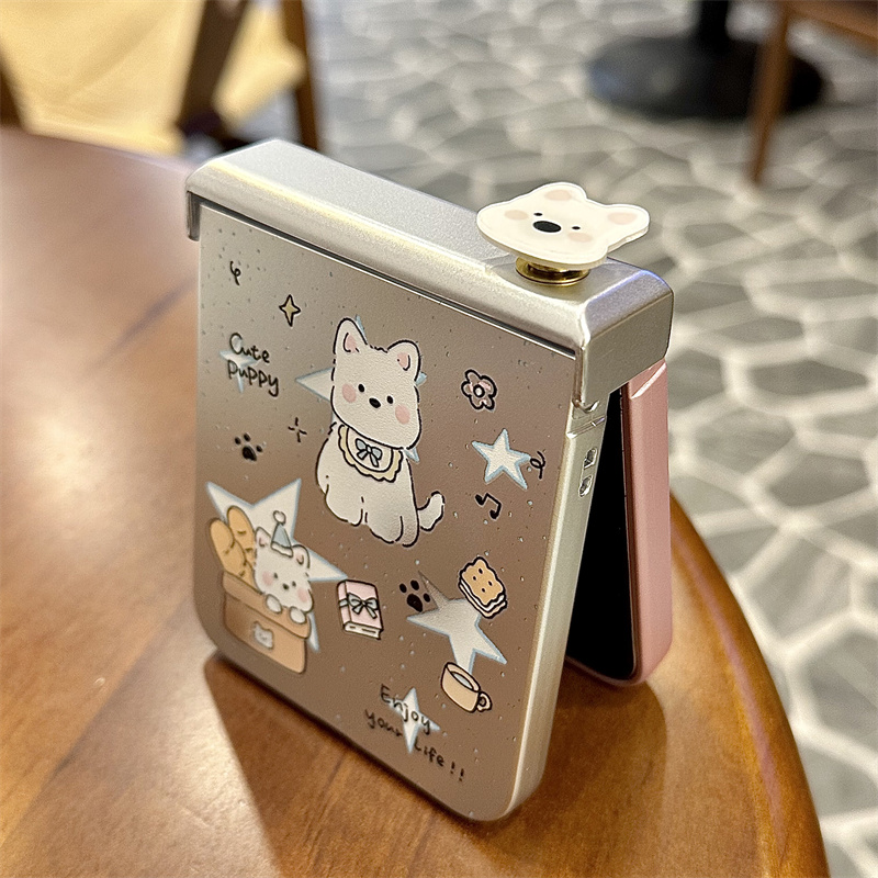 かわいい漫画の子犬柄マグネット式スマホケース、Samsung - Taco Stand Holder のレビューと価格