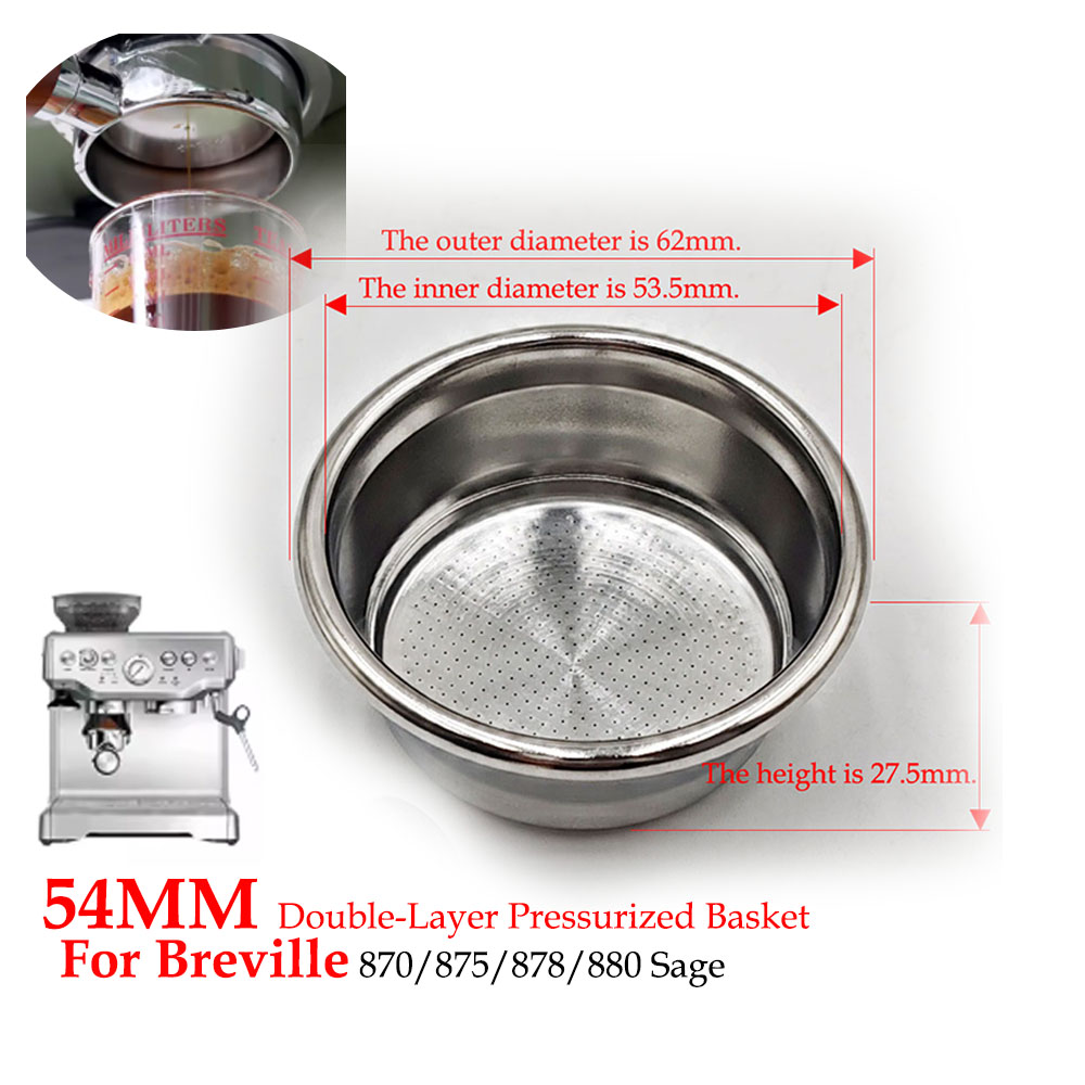 54mm 二層加圧フィルターバスケット (デュアル/シングル - Breville Espresso Bes870 のレビューと価格
