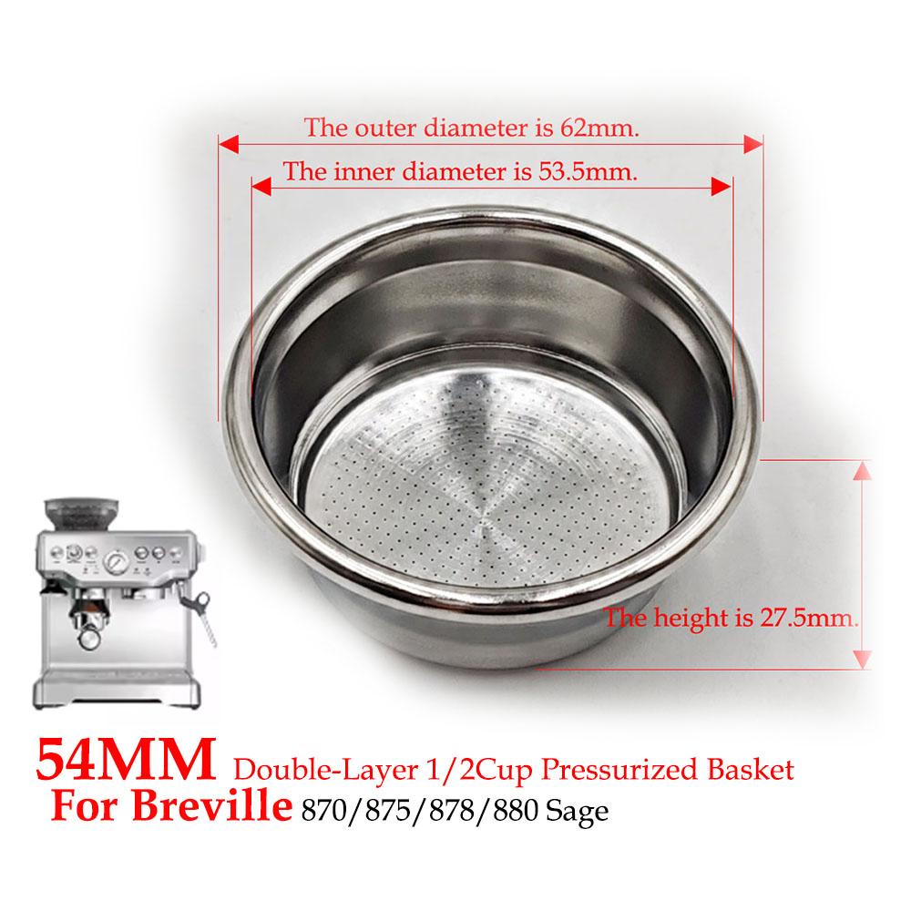 54mm 二層加圧フィルターバスケット (デュアル/シングル - Breville Espresso Bes870 のレビューと価格